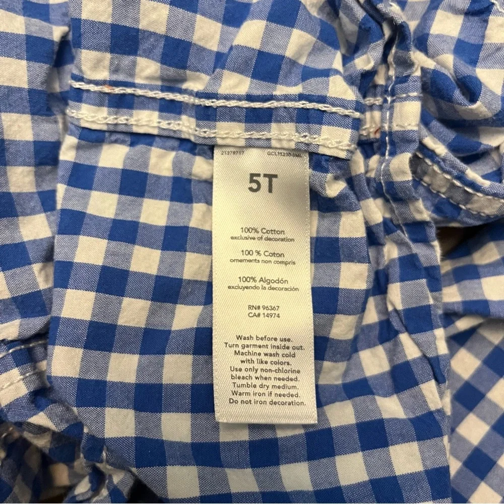 Oshkosh B’Gosh Boys Size 5T Blue Long Sleeve  Gingham Button Down Shirt